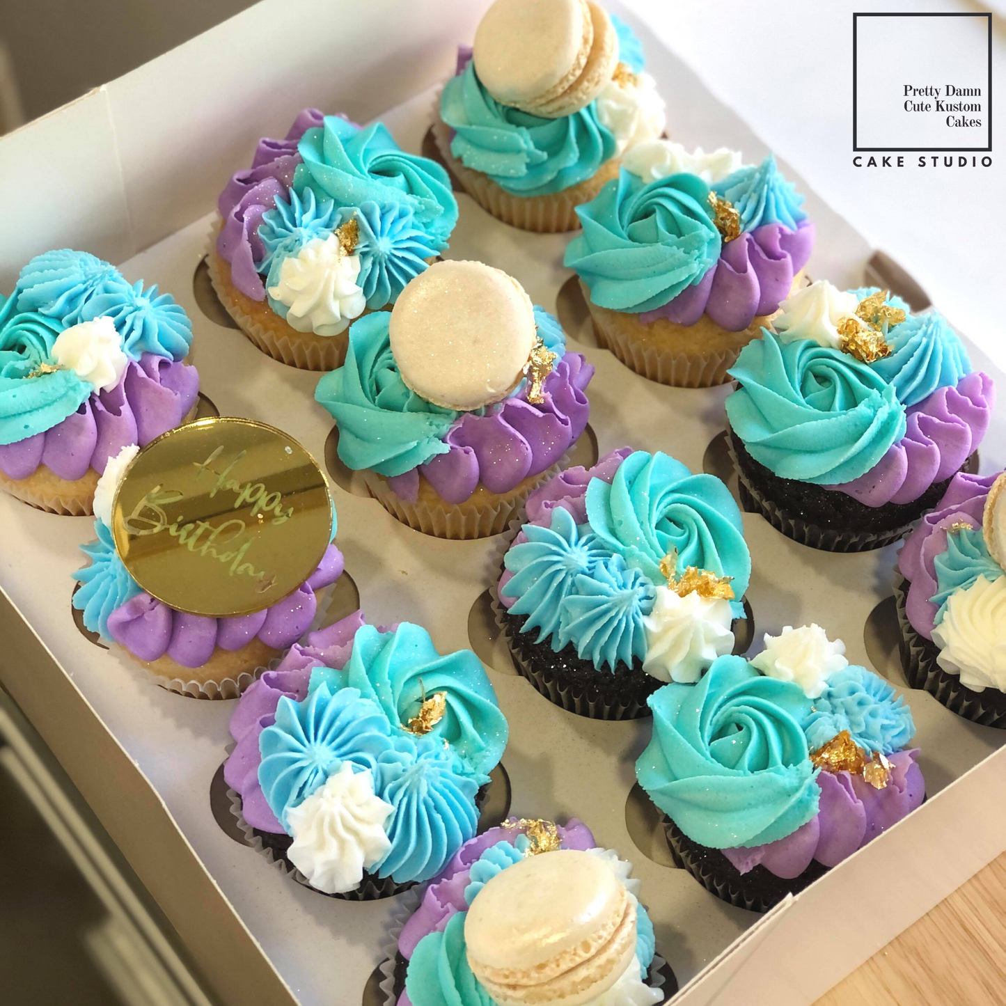 Cupcakes (Box of 12) + Macarons