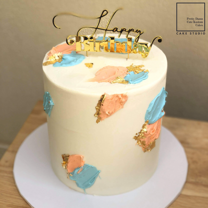 Cake with Gold Happy Birthday Topper