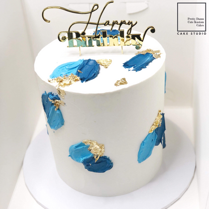 Cake with Gold Happy Birthday Topper