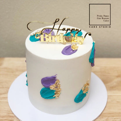 Cake with Gold Happy Birthday Topper