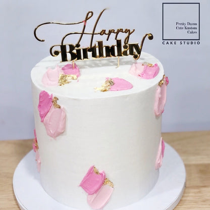 Cake with Gold Happy Birthday Topper